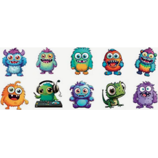 Cute Cartoon Monster Stickers 10's - Sold Assorted 